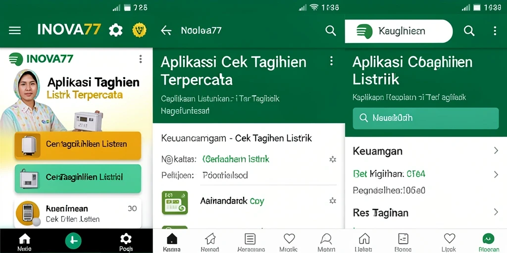 Antarmuka INOVA77 yang sederhana untuk cek tagihan listrik.