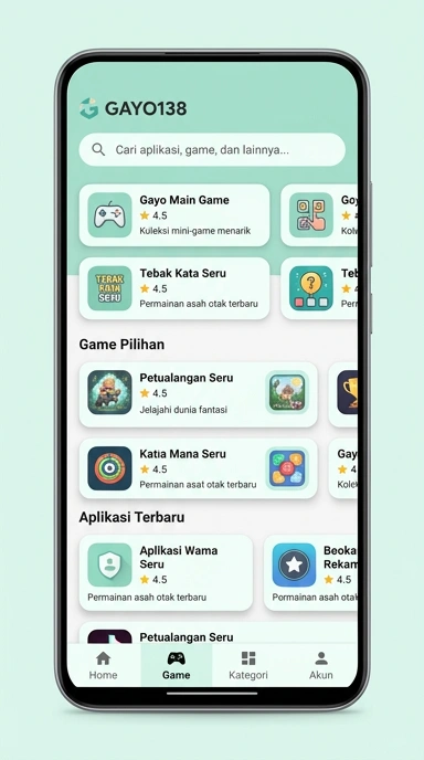 Tampilan katalog aplikasi gayo138