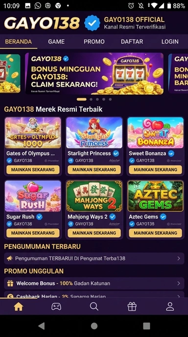 Tampilan kanal resmi gayo138